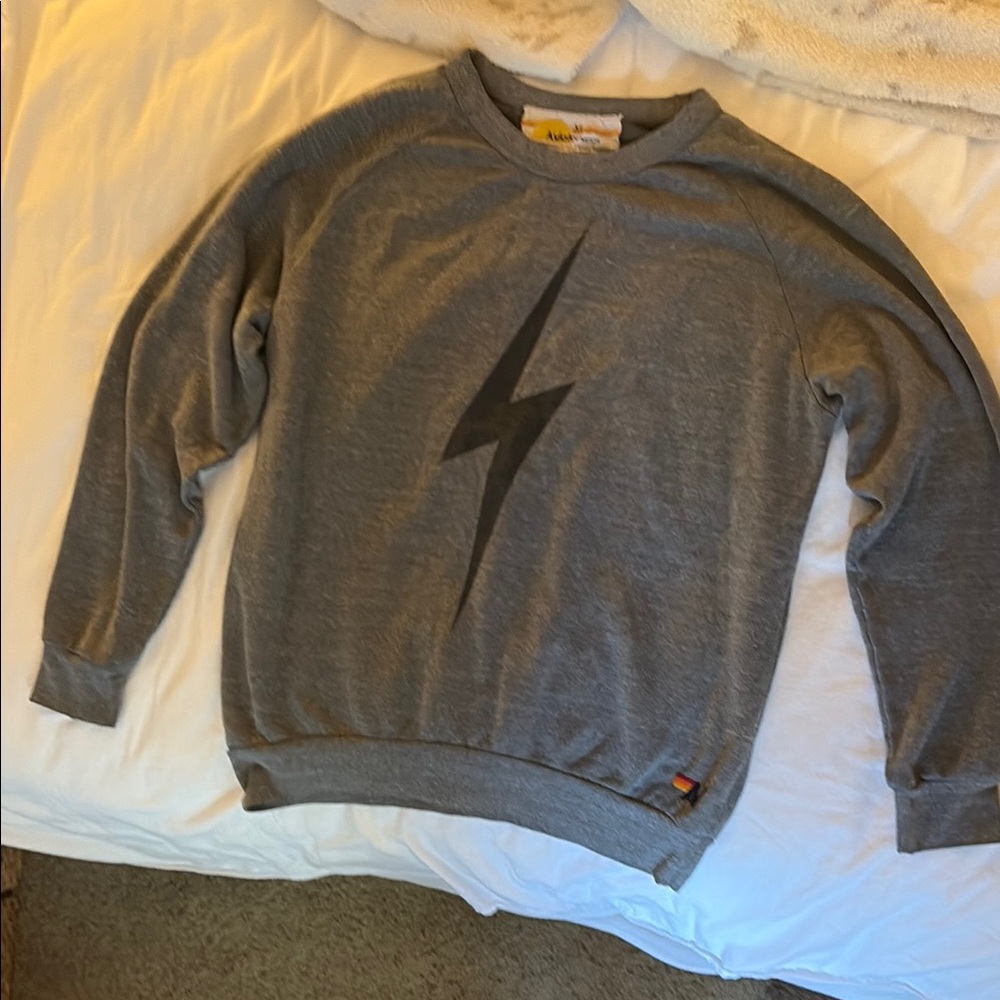 Aviator Nation Gray Lightning Bolt Sweater
